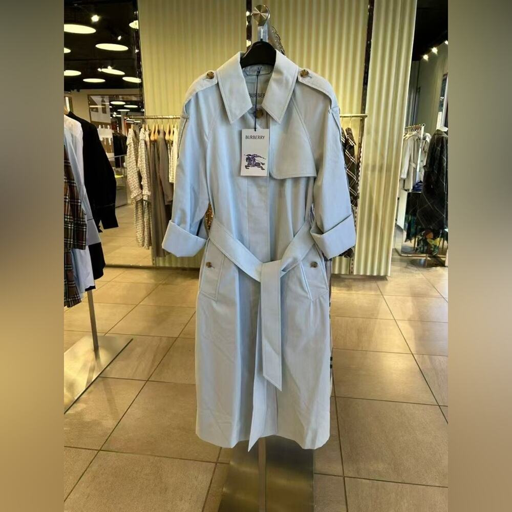 Sale ends 3/25 Burberry baby blue long Trench Coat US6 - Picture 5 of 11
